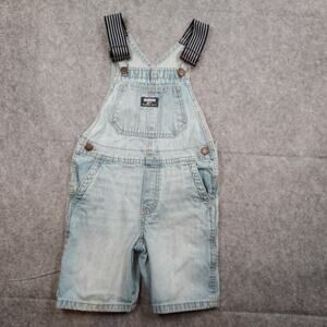 OshKosh Bgosh Shortalls Boys 4T Denim Overalls Train Conductor Playwear Railroad